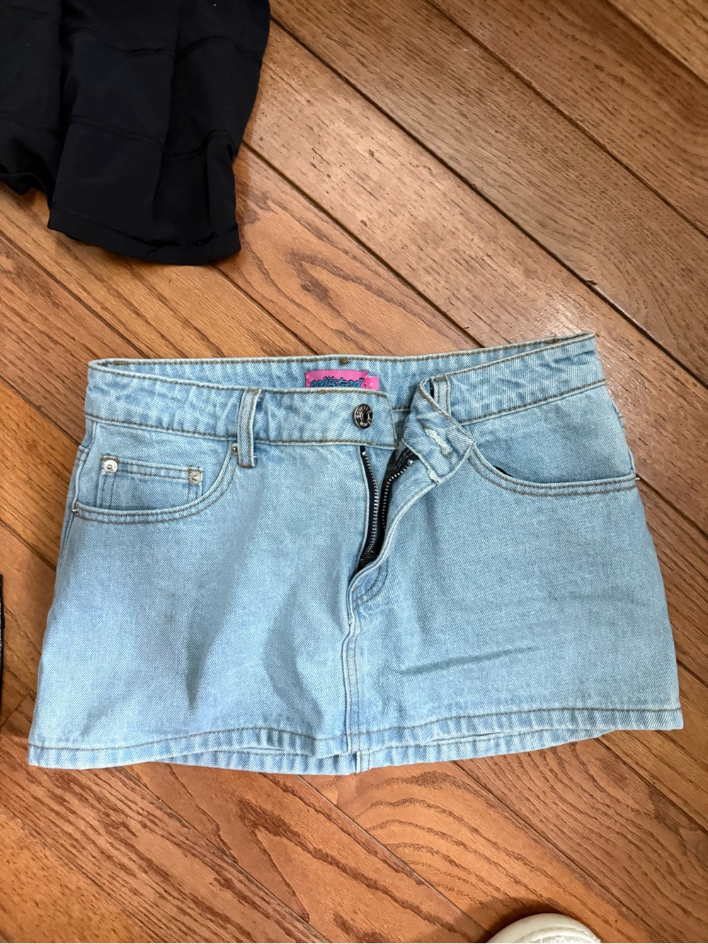 Edikted Light Blue Denim Mini Skirt
